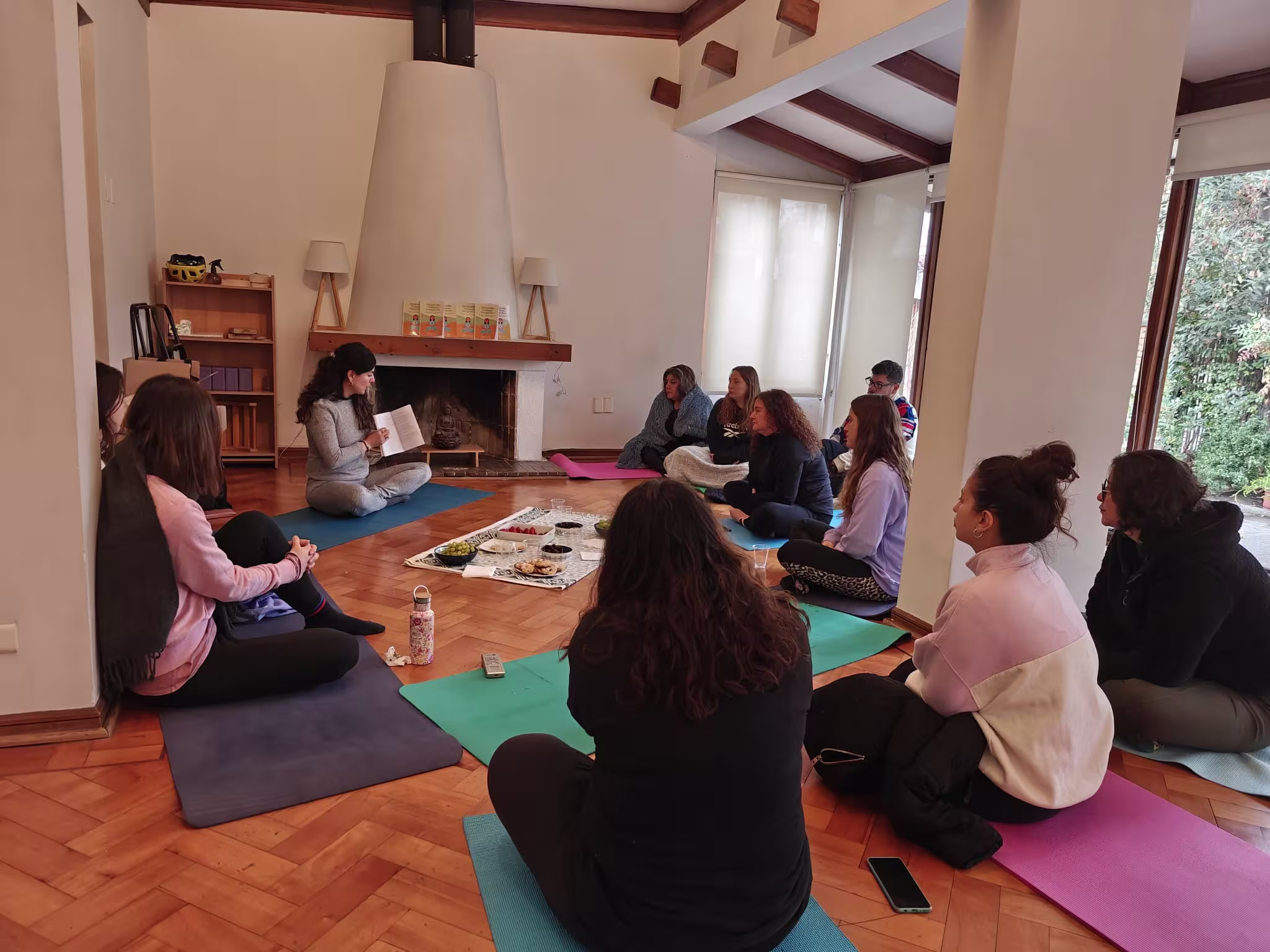 Gaby teaching yoga in Chile